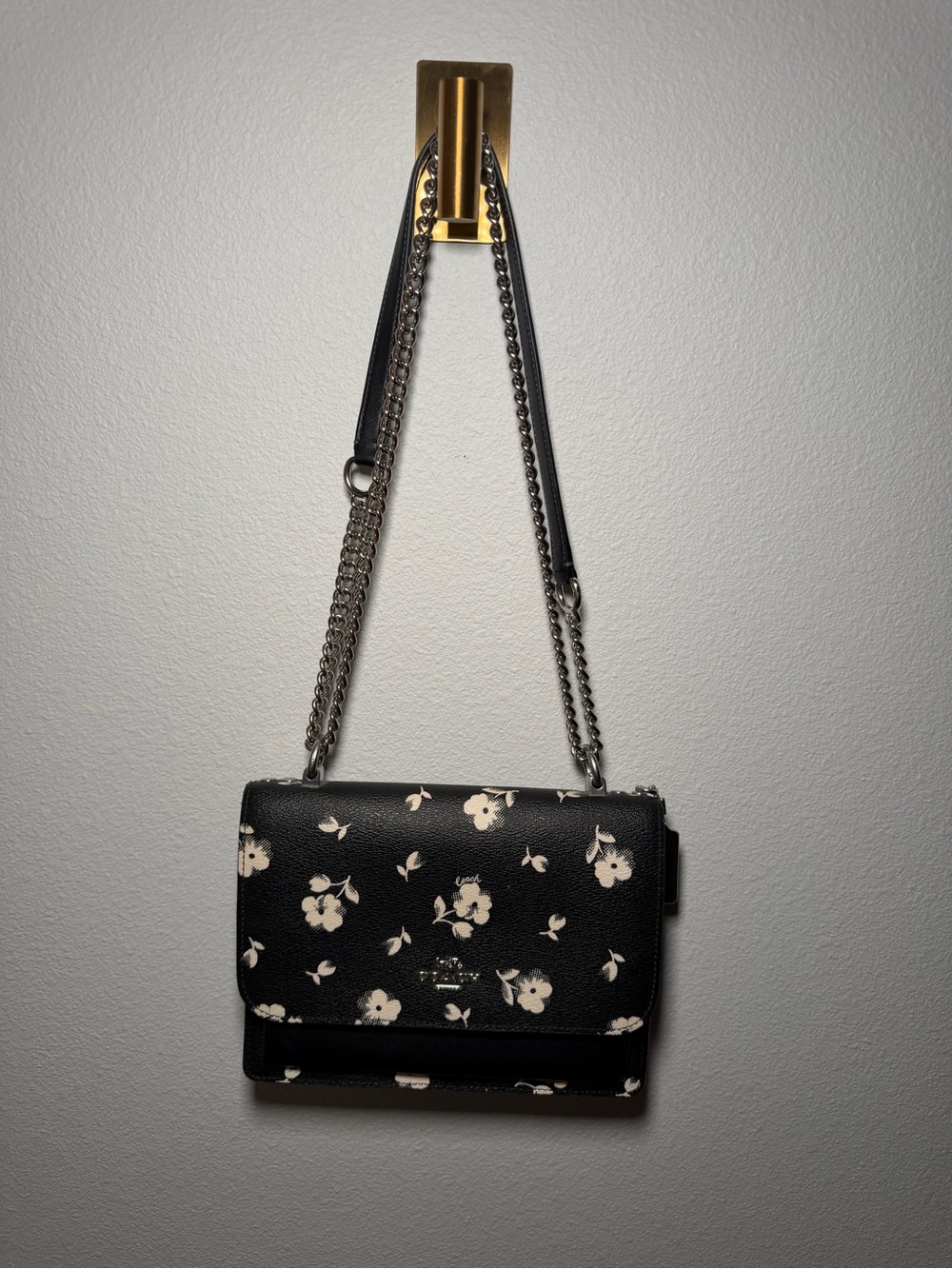 Coach Black and Cream Floral Crossbody bag